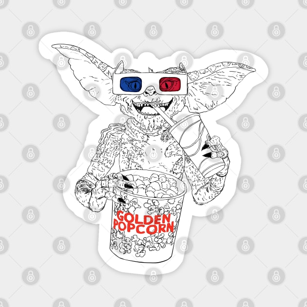 Popcorn Gremlin (version b) Magnet by attackofthegiantants