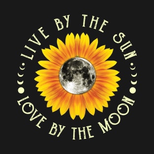 Vintage Retro Style Sunflower Slogan Live Sun Love Moon T-Shirt