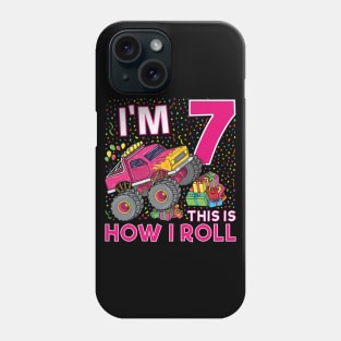 7th Birthday Monster Truck Party Gift 7 Year Old Girl Phone Case