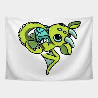 Cute Green and Blue Dice Goblin Dragon Baby Tapestry