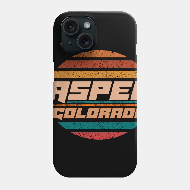 Aspen Colorado retro vintage sunset stripes distressed Phone Case by SpaceWiz95