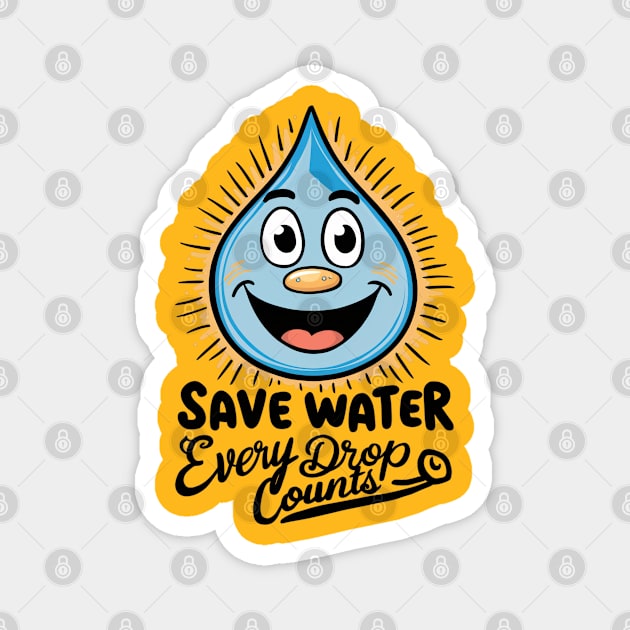 Every Drop Counts: Save Water Tee Magnet by UrbanBlend