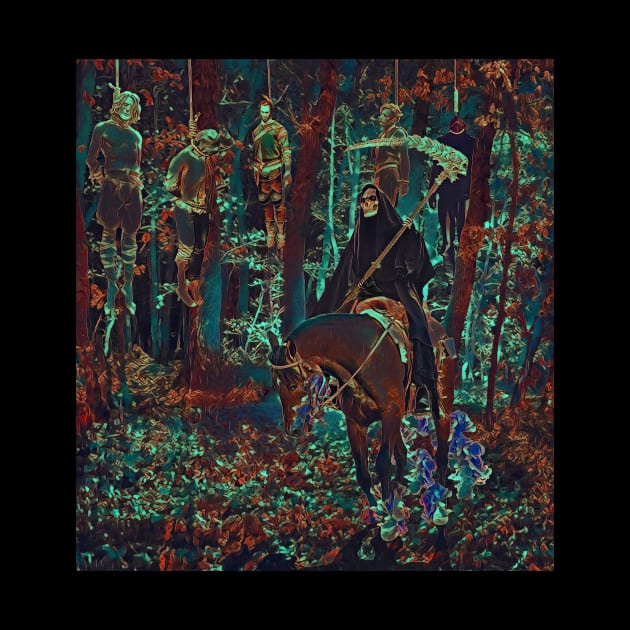 Grim reaper on horseback in the forest by Revier