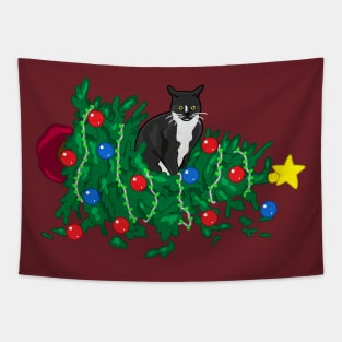 Cat Hates Your Tree - tuxedo Tapestry