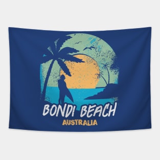 Retro Sunset Bondi Beach Australia Surfing // Retro Aussie Beach Tapestry