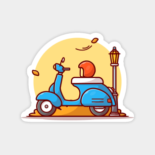 Scooter With Helmet Cartoon Vector Icon Illustration Magnet