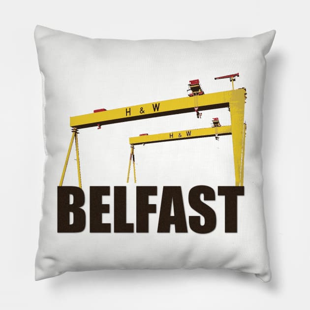 Harland and Wolff cranes Belfast Pillow by firelighter