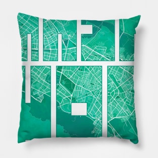 Mashhad, Iran City Map Typography - Watercolor Pillow