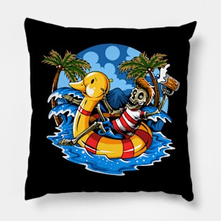 duck surf with skeleton Pillow