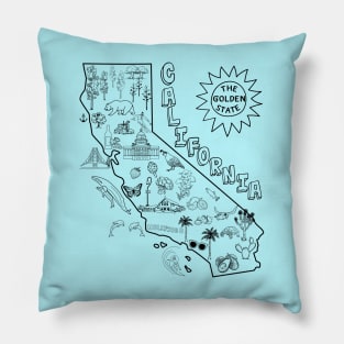 California State Map with Pictures Pillow