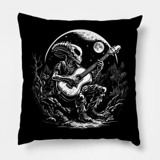 Alien Playing a Guitar Pillow