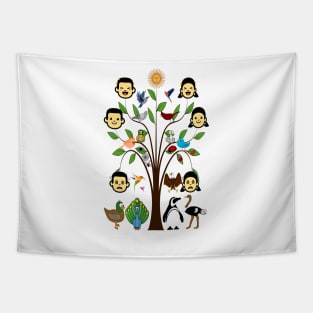 Human tree with birds Tapestry