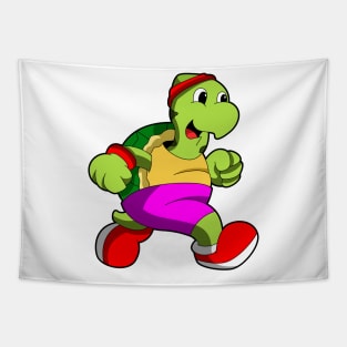 Turtle as Jogger with Headband Tapestry