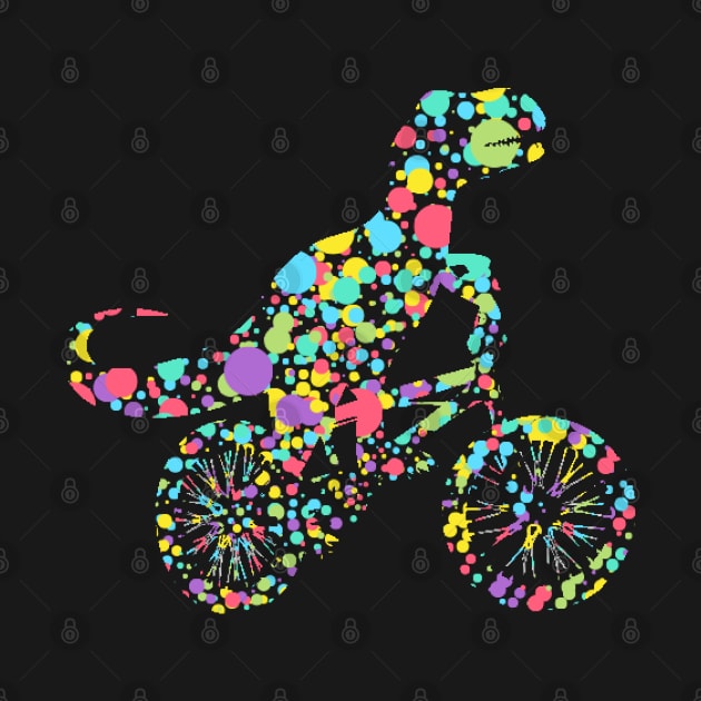 Polka Dot T Rex Dinosaur riding bicycle Dot Day by HBart