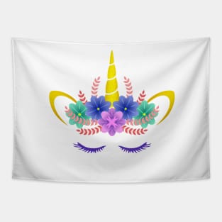 Unicorn head with flowers Tapestry