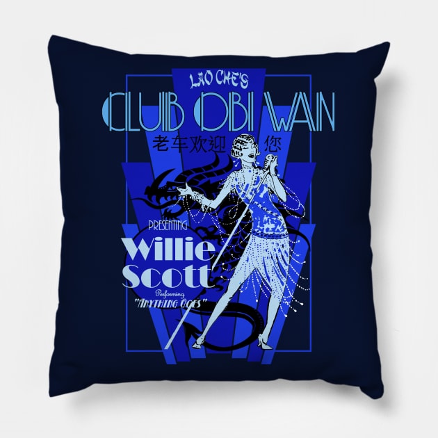 Club Obi-Wan (Willie Scott Version) Pillow by cunningmunki