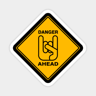 Danger Ahead Metal Horns Magnet