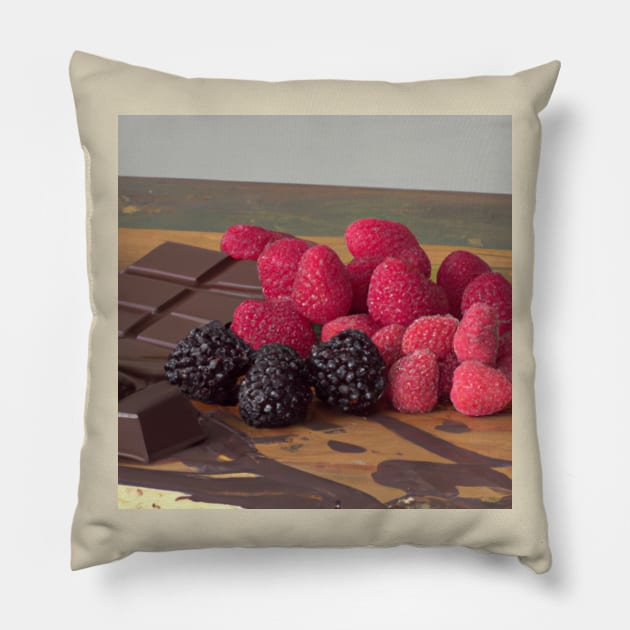 raspberry size chart Pillow by tearbytea