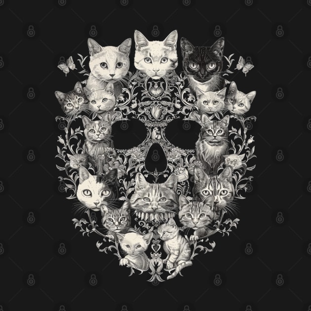 Cat Skull Art by BilodeauBlue