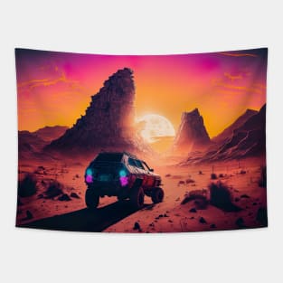 SUV Truck Driving Through Arid Desert Tapestry