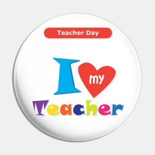 Happy Teacher Day. I love My School. Slogan. Back to school. Hello School. Autumn. Learning Children. Cartoon Graphic design Pin