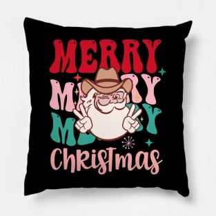 Merry Christmas Peace Santa Cowboy Pillow