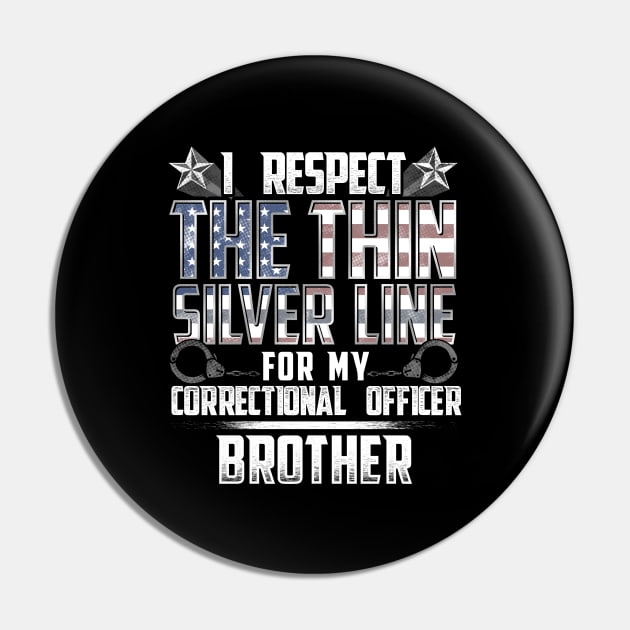 Correctional Office Brother Thin Silver Line Pin by wheedesign