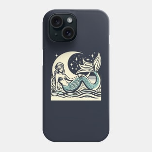 Linocut Mermaid Phone Case
