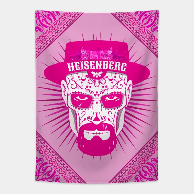 Heisenberg Skull Pink Tapestry by DavidLoblaw