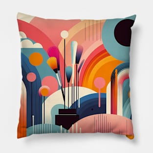 Colourful Abstract Art Deco Pillow