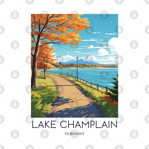 A Pop Art Travel Print of Lake Champlain - Vermont - US by Studio Red Koala