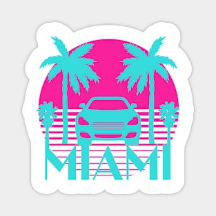 Vintage Miami sunset car and palm trees Magnet