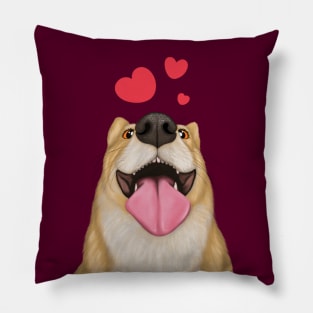 Corgi love - goofy dog portrait illustrated Pillow