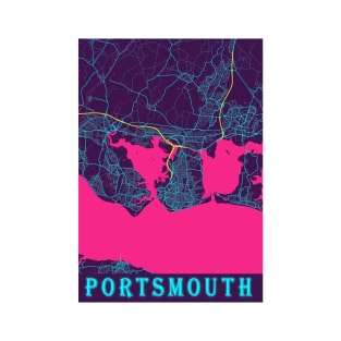 Portsmouth Neon City Map T-Shirt