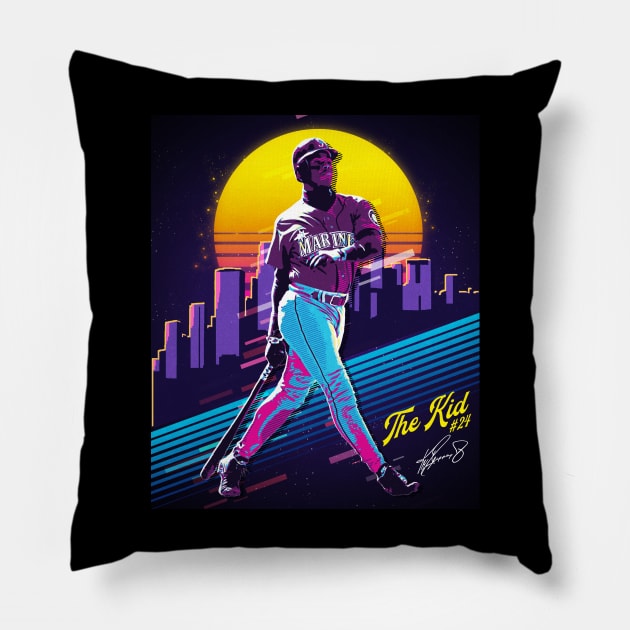 Ken Griffey Jr The Kid Basketball Legend Signature Vintage Retro 80s 90s Bootleg Rap Style Pillow by CarDE