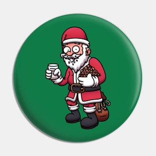 Santa Claus Getting Caught Eating Cookies And Drinking Milk Pin