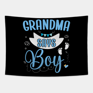 Grandma says Boy cute baby matching family party Tapestry