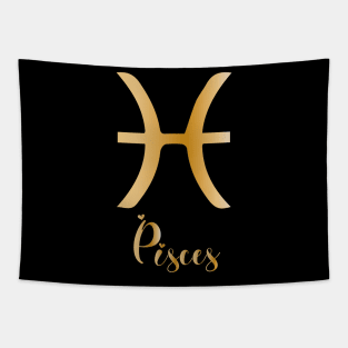 Pisces Zodiac Sign golden Tapestry