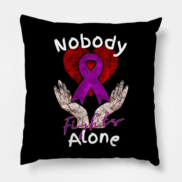 Nobody Fights Alone AAlzheimer's Support Pillow by chiinta