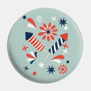 Red, white and blue fireworks Pin