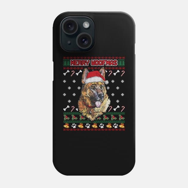 Merry Woofmas German Shepherd Christmas Dog Ugly Sweater Phone Case by EmilyCharlotty