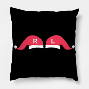 Left and Right Santa Hat X-Ray Markers - Black Background Pillow