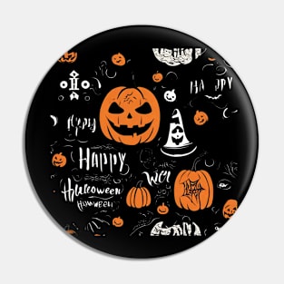 Happy Halloween typography poster with handwritten calligraphy text illustration Pin