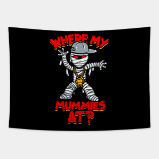 Funny Cute Urban Style Hiphop Mummy Spooky Original Cartoon Meme Tapestry