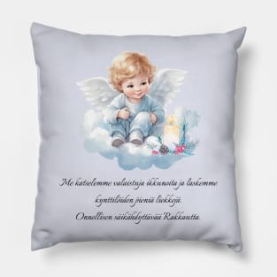 Little Angel Christmas poem in Finnish Pillow