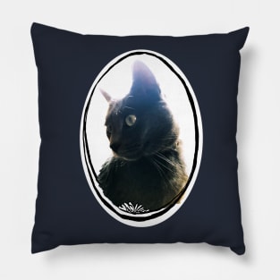 Kitty Cat Head Oval Frame Pillow