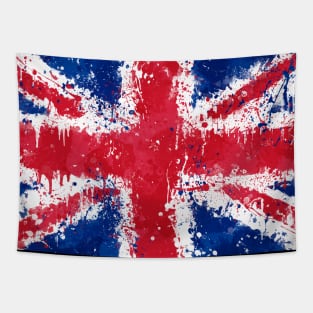 UK Flag Action Painting - Messy Grunge Tapestry