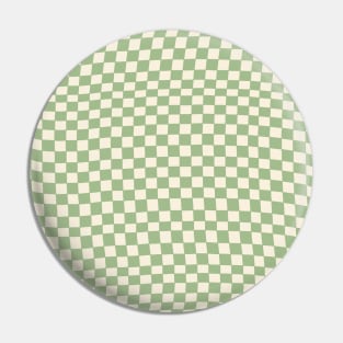 Green and Cream Distorted Warped Checkerboard Pattern III Pin