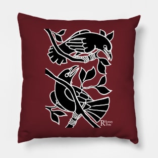 Two Crows Conversing Pillow