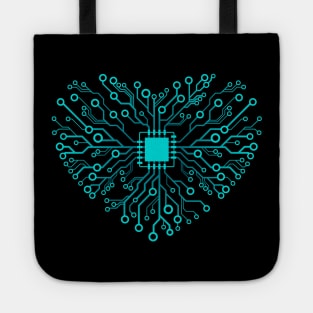 Computer Core Processor CPU  Heart BLUE Tote